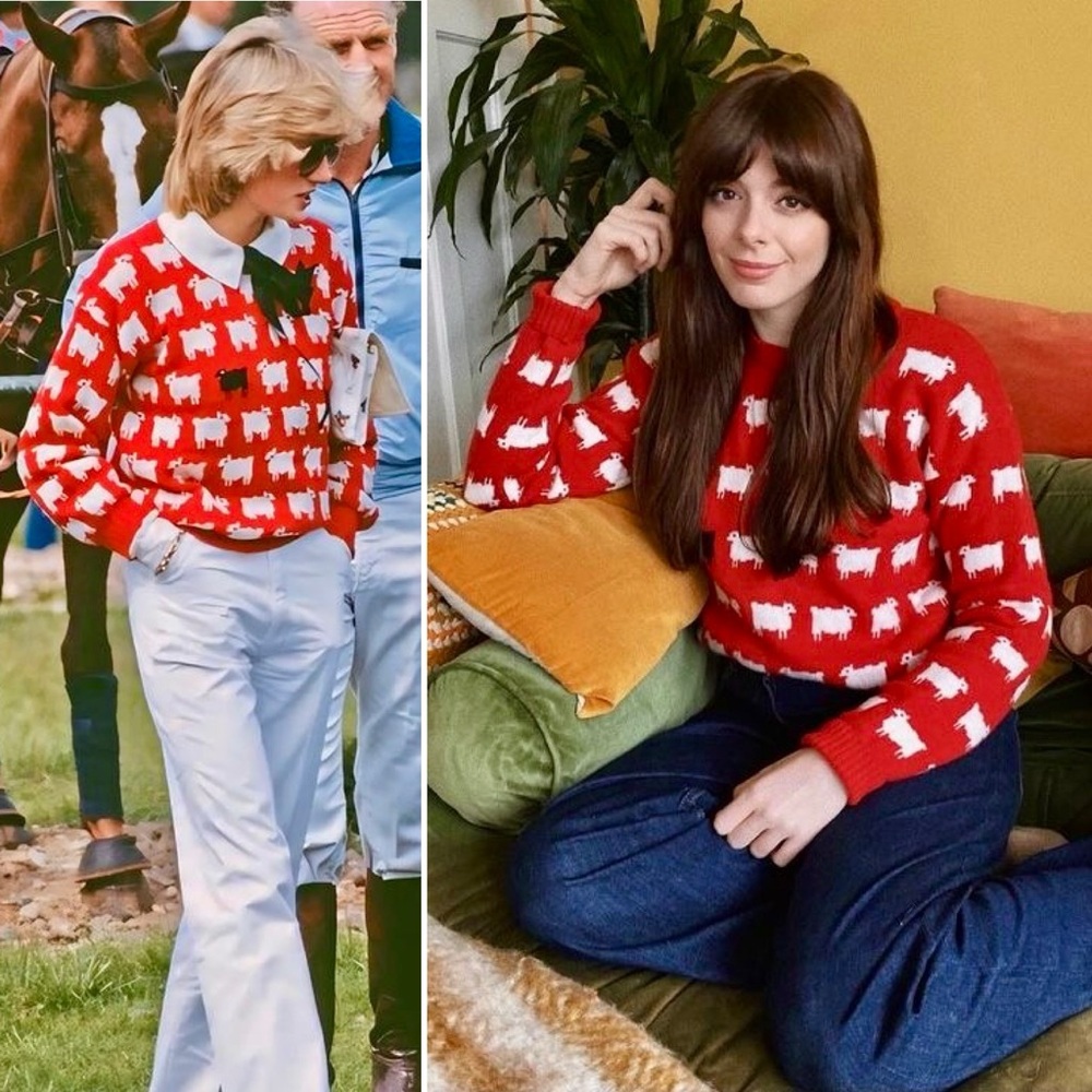Rowing Blazers Black Sheep Sweater Diana Iconic Red White Wool Knit Pullover M - Picture 3 of 16